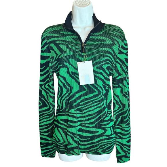 STINE GOYA Sylvie ribbed jacquard-knit turtleneck sweater in green NWT Size Medi - Picture 5 of 9
